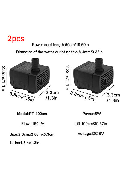 choice2 5 W 2x PT-100cm Ultra Quiet USB Aquarium Fish Tank Filtration Pump Mi...