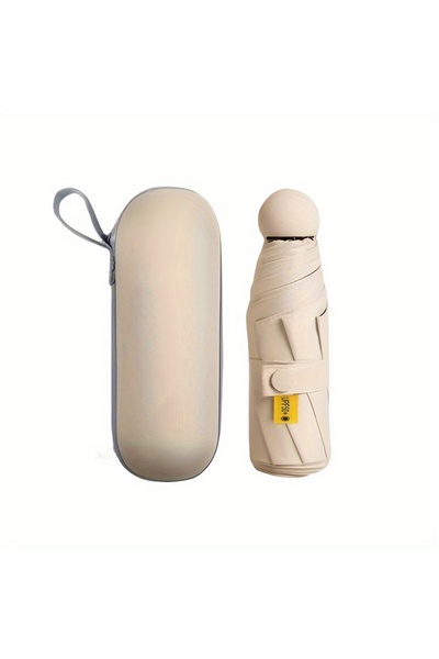 Choice Beige 1pc Anti-Uv Mini Umbrella For Sunny And Rainy Days, Portable Wit...