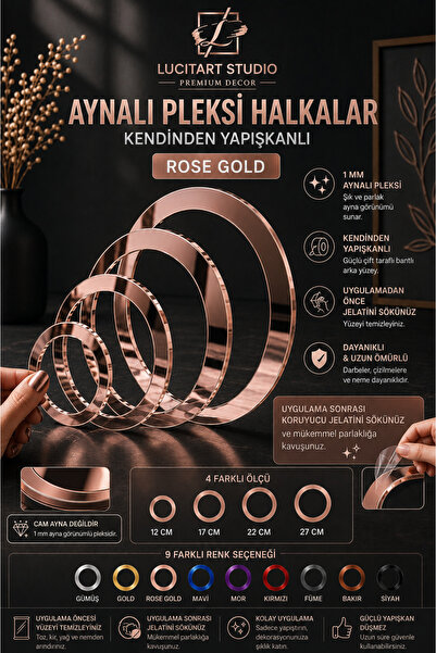 Arıkoğlu Reklam ve Yapı Kendinden Yapışkanlı Ayna Pleksi Halka | 9 Renk Seçen...