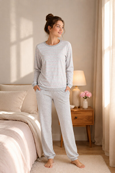 Etoile Women's 100% Cotton Long Sleeve Cuff Pockets Pajamas Set 98510-511