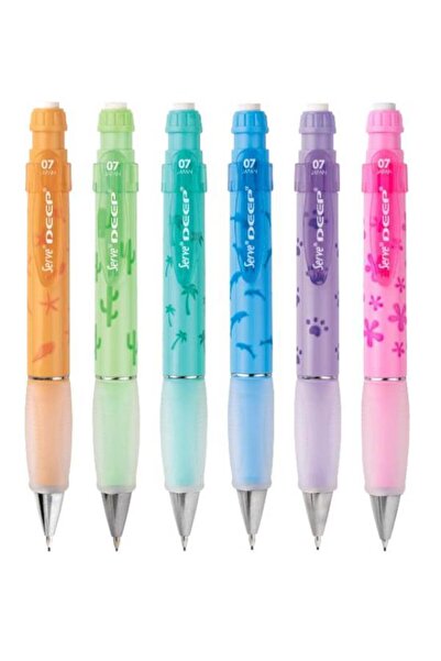 Serve Deep 0.7 Mm Mechanical Pencil Pastel Nature Pattern Set of 6