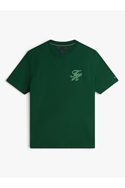 Tommy Hilfiger Script Light Interlock Tee Men's Green T-Shirt - Mw0Mw42391