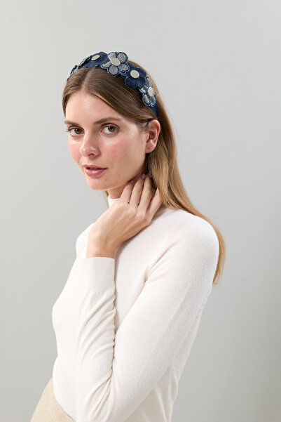 Roman Papatya Motifli Denim Taç Lacivert K2586104_015