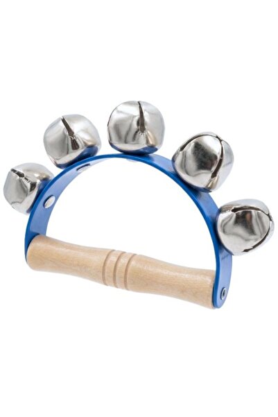 Temel Ahşap Saplı Ritim El Zili 5 Zilli Mavi 10.5 cm BY11-15