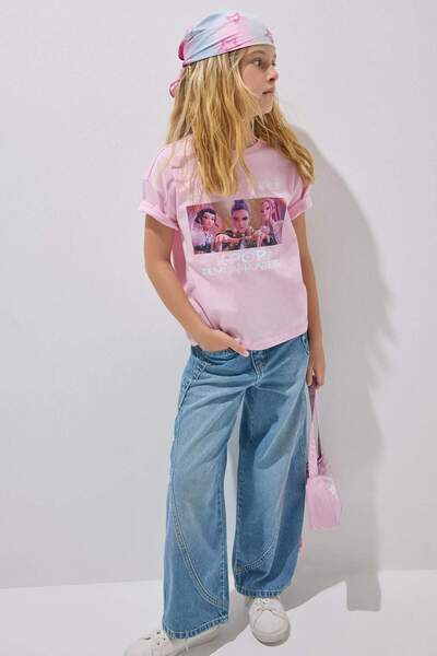 DeFacto 100% Cotton Wide Leg Blue Jean Trousers for Girls H8884A826Au