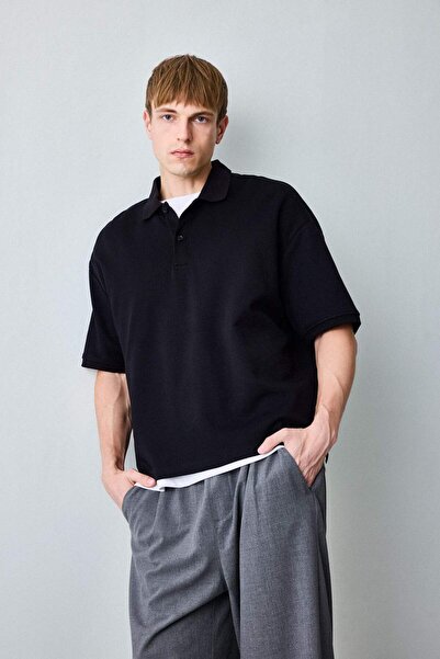 DeFacto Cotton Boxy Fit Short Sleeve Polo T-Shirt I0363Ax26Sm