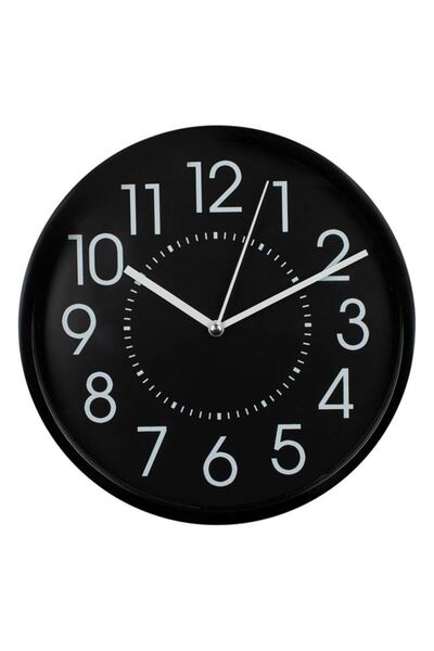 BAMI NETWORK Ceas de perete clasic pentru orice incapere, Ø20cm, plastic negru