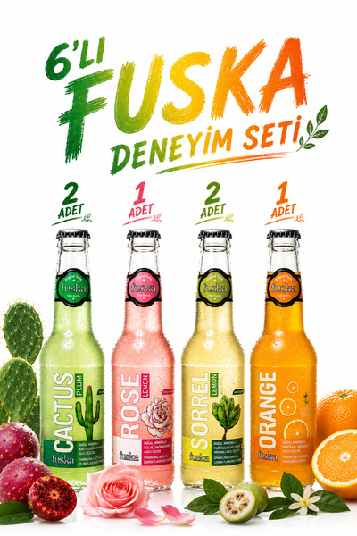 Fuska 6'lı Tadım Seti - Kuzukulağı Portakal Gül Kaktüs Özel Pancar Şekeri/Kal...