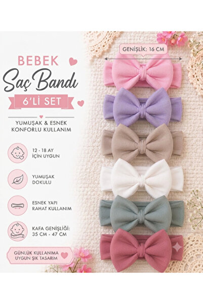 VANİLLİA 100% Cotton Bowknot Baby Girl Bandana Hair Band Set 6-Piece Bandana ...