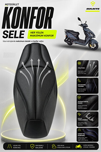 SULAITE Motosiklet Konfor Sele Kılıfı ARORA Quantum 50/125 Uyumlu Visco Sünge...