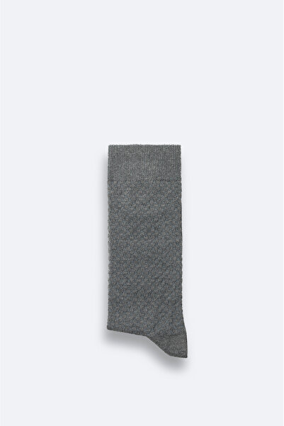 Avva Men's Gray Textured Bamboo Socks A42Y8508