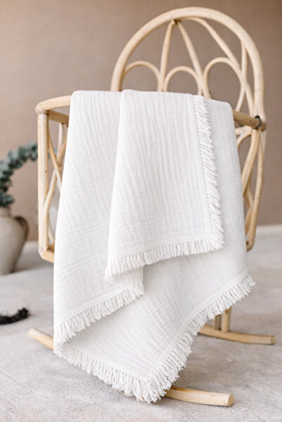 Bubito Four Layers Tasseled Organic Cotton Pieces Muslin Blanket 100X115 Cm-W...