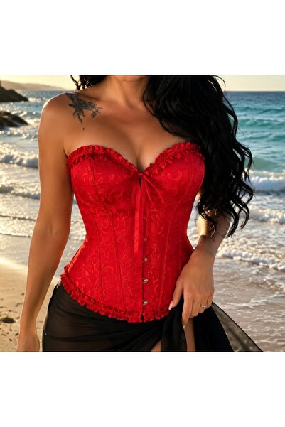 G&H UNDERWEAR Kırmızı Vintage Gotik Korse