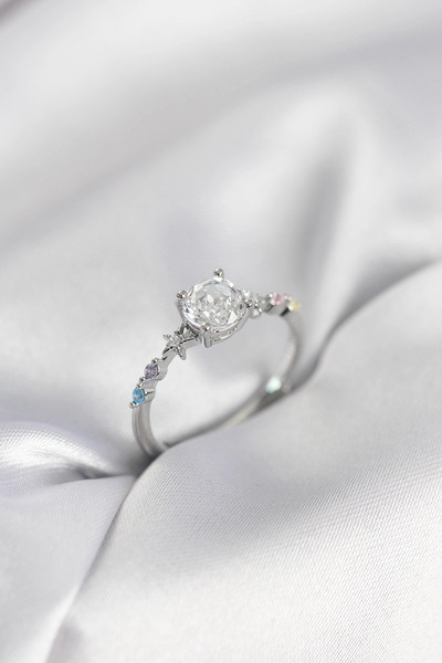 Generic Brand Single Stone Model Zircon Stone Silver Rk Women's Ring