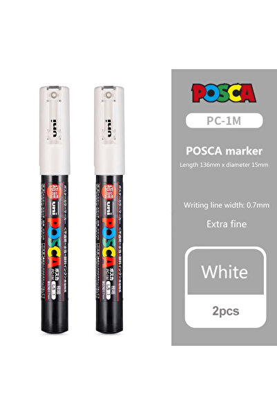 Choice قطعتان من أقلام ماركر PC-1M اليابانية من UNI POSCA، أقلام أكريليك بيضا...
