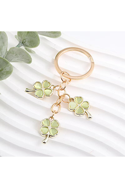 Choice 1pc Cute Clover Enamel Keychain Lovely Plant Diaphanous Green Key Chai...