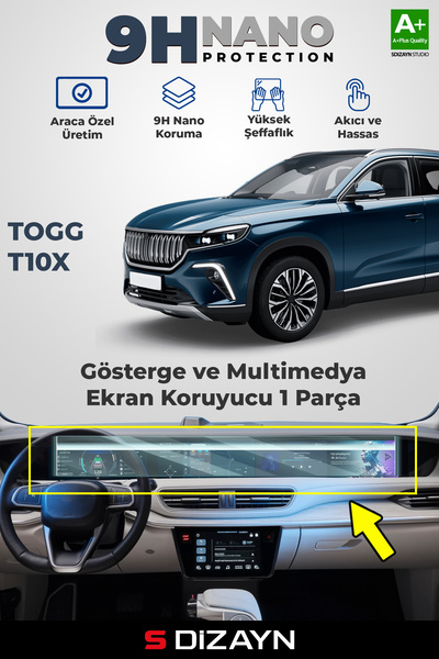 S Dizayn S-Dizayn Togg T10X 9H Nano Gösterge & Multimedya Ekran Koruyucut (PA...