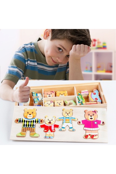Choice ملابس تغيير الدب الصغير من مونتيسوري باللون الرمادي الفاتح للأطفال في ...