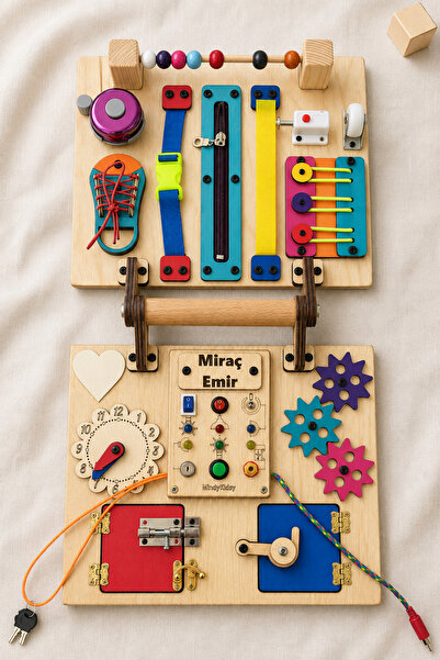 MindyKidsy Montessori Aktivite ve Öğrenme Çantası Eğitici ve Geliştirici Ahşa...