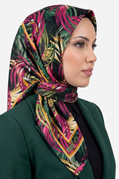 hadiora Women's Green Pink Tropical Leaf Patterned Stitched Writing Cotton Ch...