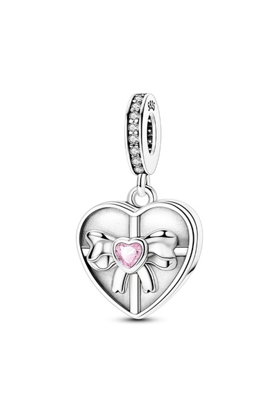 Choice7 KTC1385 925 Sterling Silver Pink Bowknot Charms Beads Fit Original Br...
