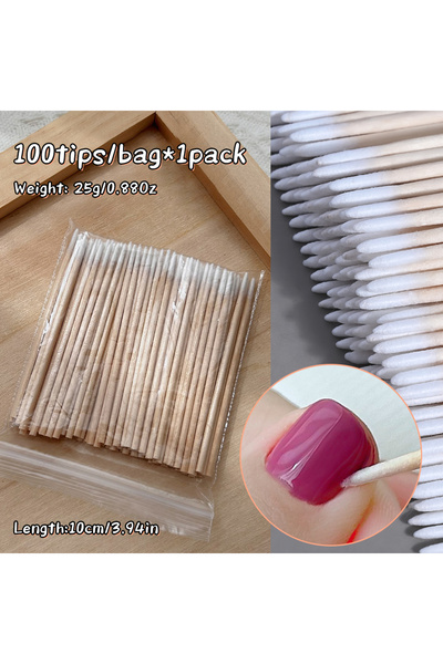 Choice C647-100pcs 100/200/300/500Pcs Cotton Swab with Wood Handle Small Poin...