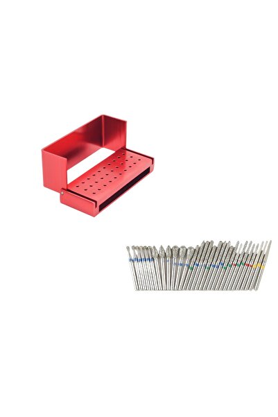 Choice21 1 Red and 30 burs 30Pcs Dental Diamond Burs Drill with Aluminum Disi...