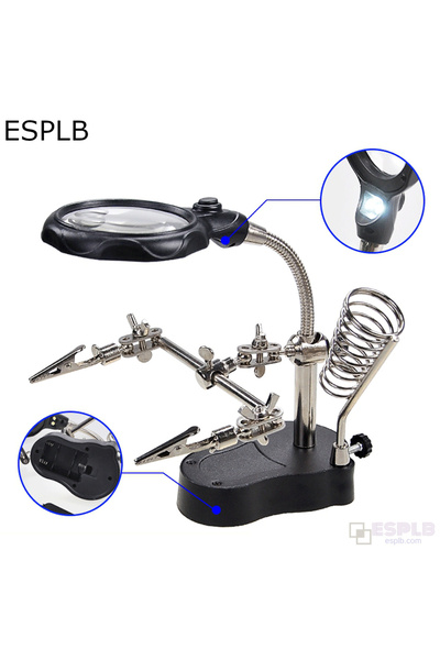 ESPLB 3.5X 12X Helping Hands Third Hand Soldering Iron Welding Stand Station ...