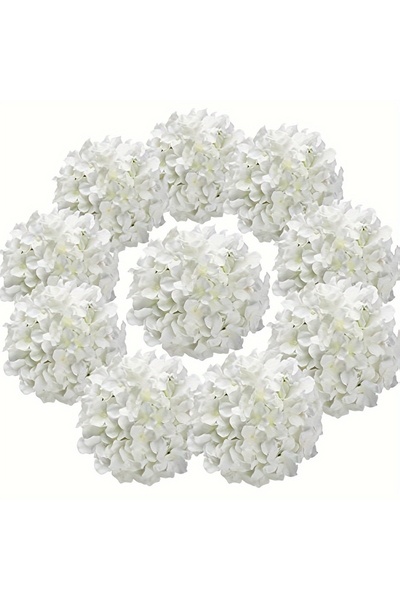Choice WHITE 10pcs Silk Hydrangea Heads Artificial Flowers Heads with Stems f...