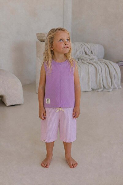 Cigit Zero Sleeve Capri Set 1-7 Years Lilac