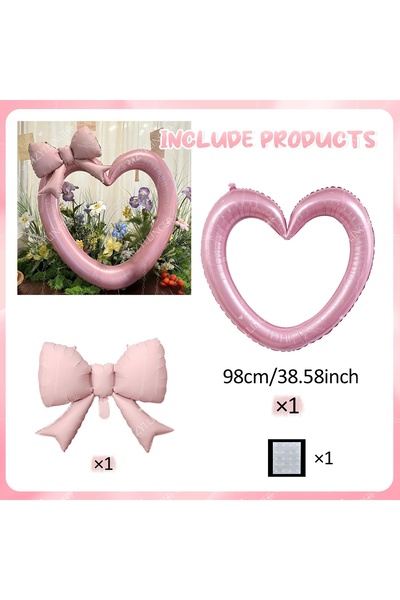Choice Other Pink set Pink Heart-Shaped balloon Set with Bow and Digital ball...