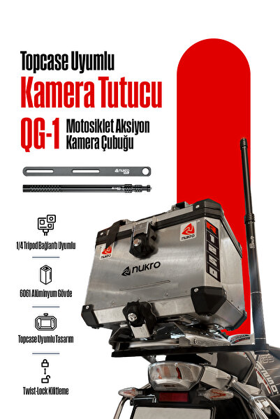 Nukrotech Motosiklet Aksiyon Kamera Çubuğu (Topcase Montaj Sistemi İle Uyumlu)