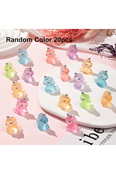 Choice 20pcs Random color 10/20pcs Luminous Mini Resin Unicorn Figurines Glow...