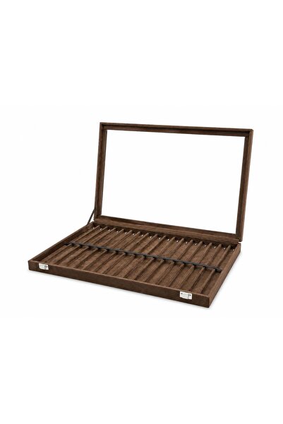 STAND MARKET Rosary Box Elastic Glass Brown Alcantara