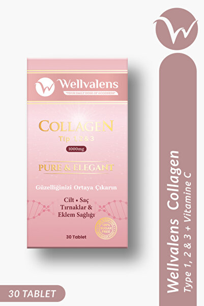 Wellvalens Pure & Elegant Collagen 1000 mg Tip 1-2-3 - 30 Tablet - Hyaluronik...