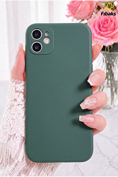 Fibaks iPhone 11 Kılıf 3d Kamera Korumalı Içi Kadife Logosuz Lansman Kapak Yeşil