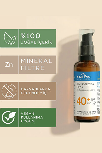 Mavili Kapı %100 Doğal Güneş Kremi Mineral Filtre Geniş Spektrum Leke Karşıtı...