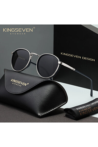 Choice4 Silvery Gray KINGSEVEN Causal Round Frame Sunglasses Fashion Men Pola...