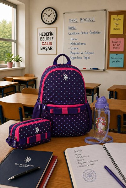 U.S. Polo Assn. يو اس بولو. أسن. مجموعة حقائب مدرسية للبنات PLSET242909207