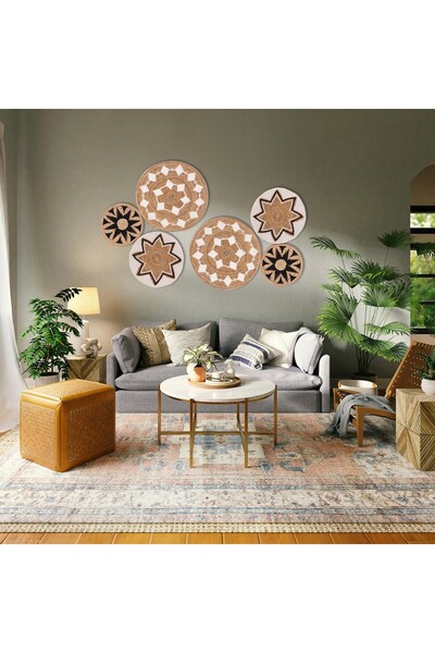 Mylamp Doğal Abaka Duvar Tabağı 3'lü SET (75 - 50 ve 40 cm Çap)