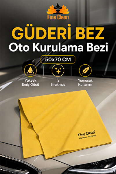 Fine Clean 50x70 Güderi Bez - Oto Yıkama ,Kurulama ,Kusursuz Temizlik İçin Öz...