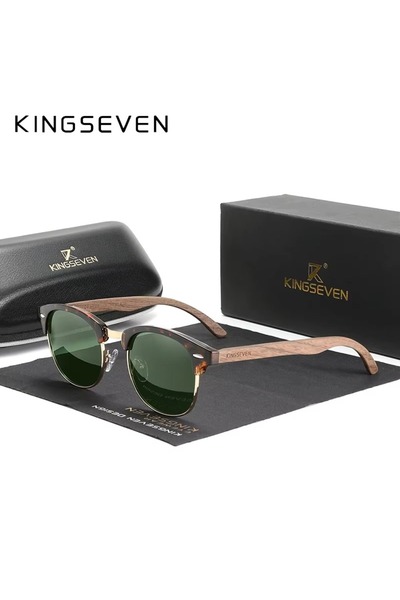 Choice نظارة شمسية G15 KINGSEVEN للرجال والنساء من خشب الجوز بعدسات مستقطبة U...