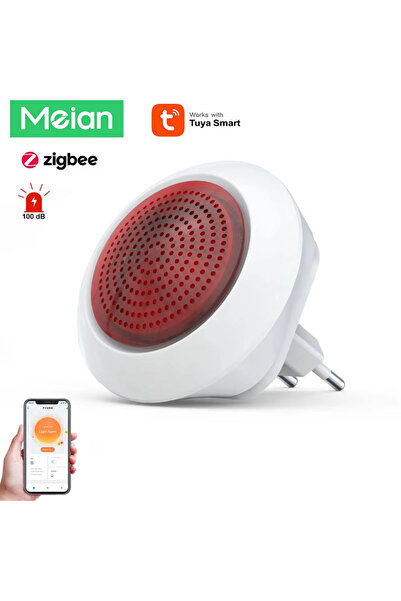 MEIAN EU Plug Tuya 100dB Siren Alarm Wireless Sirena Alarma Linkage Security ...