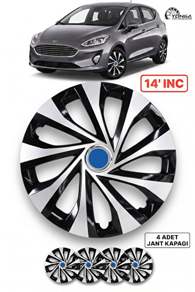 YONGA OTO AKSESUAR FORD FOCUS 14 İnç Jant Kapağı 4'lü Set Siyah Gümüş + 4 Amb...