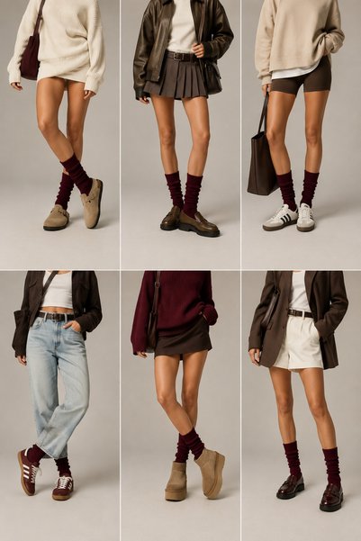 Bamuta Socks Burgundy Color Women's Wool Knee-High Socks