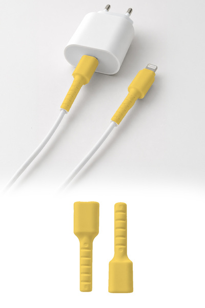 omilife Sarı iPhone 11 12 13 14 Pro ProMax Uyumlu Sarı Kablo Ucu Koruyucu Sil...