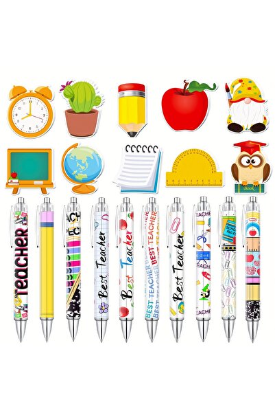 Choice 20pcs 10 Pcs Teacher Ballpoint Pens and 10 Pcs Sticky Notes Set for Sc...