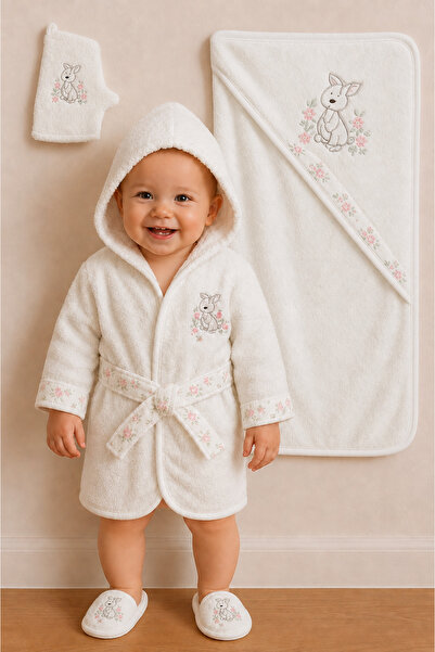 MİLAYS LİFE HOME COLLECTİON Baby Gazelle Figured Bathrobe Set Is Made of 100%...