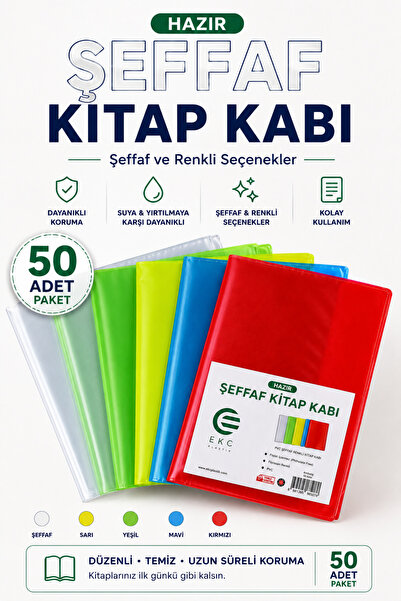 EKC Plastik Hazır Şeffaf Kitap Kabı - Kendinden Geçmeli - Dayanıklı, Su Geçir...