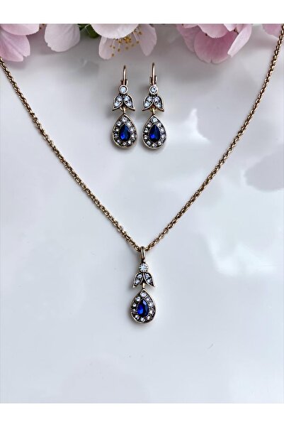 FAYRA ACCESSORIES مجموعة قلادة قطرة الماء الصغيرة من حجر الكريستال والأقراط ا...